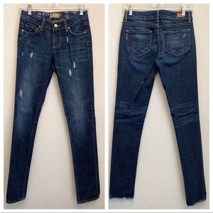 🎆 Paige 25 Skyline Drive Classic Rise 12” Peg Distressed Skinny Jeans